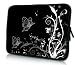 Produktbild Luxburg® Design Laptoptasche Notebooktasche Sleeve für 17,3 Zoll, Motiv: Pflanzenornament mit Schmetterlingen schwarz/weiß