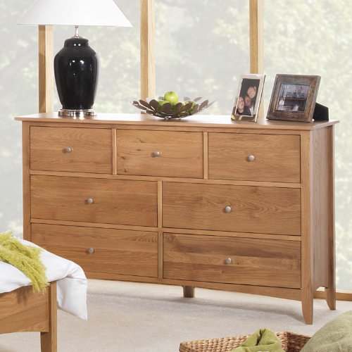 Edward Hopper oak 7 drawer chest, Large oak chest of drawers, Metal