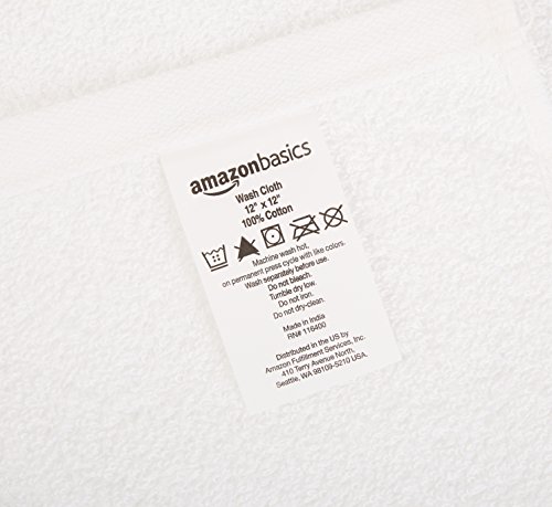 AmazonBasics Waschlappen aus Baumwolle, 24er-Pack – Weiß - 4