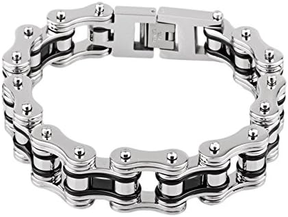 Nynelsong Titanium Steel Bicycle Chain Bracelet,Stainless Steel Bracelet Gift For Men and Women Balck