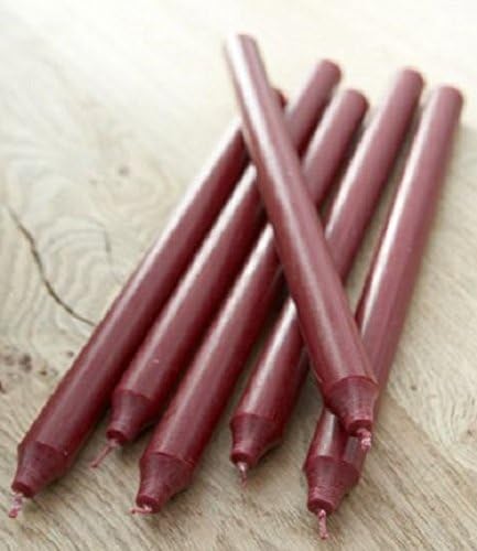12 Burgundy/Dark Red Dinner Candles 21cm Non Drip 8hr Burn