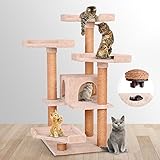 Leopet - Árbol rascador para gatos con cuevas y plataformas - altura aprox. 113 cm - color beis