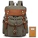 Price comparison product image KAUKKO Vintage Casual Canvas Leather Shoulder Backpack Satchel Military Campus Bags for Unisex Dark Navy