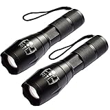 Lot de 2 Pièces Lampe de Poche Torche Etanche Electrique Rechargeable T6 Lumens Zoomables LED Lumière Extérieure avec 5 Modes Lumière pour Camping Bicyclette Randonnée Pêche
