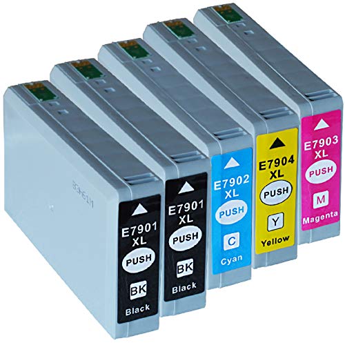 5 Cartuchos de Impresora IBC de 79 X L Compatible para Epson Workforce Pro 4600 Series/4630 DWF/WF de 4640 DTWF/WF de 5100 Series/WF de 5110 DW/5110 DWF/WF-5190 DW/5600 Series/5620 DWF/WF-5690 DWF