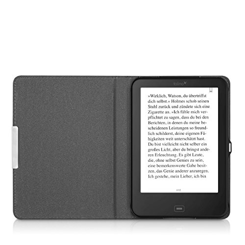 kwmobile Hülle für Tolino Shine 2 HD – Flipcover Case eReader Schutzhülle – Bookstyle Klapphülle Hellgrau Braun - 8