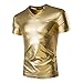 Produktbild hippolo Herren Unterhemd V Neck Top Shirt Clubwear Kurzen Ärmeln T-Shirt gold gold M