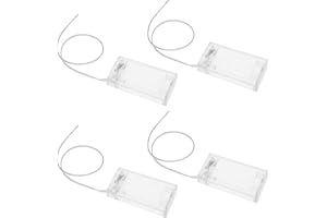 EMSea 4 Stück 2AA Batteriehalter-Box Transparent Geschlossener Durchsichtiger Batteriesockelhalter mit An-/Ausschalter Verlängerungskabel Federklemmen Sockelbündelgehäuse Transparent