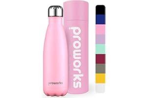 Proworks Stainless Steel Water Bottle, BPA Free Vacuum Insulated Metal Water Bottle for 12 Hours Hot & 24 Hours Cold Drinks, Sports Flask Great for Work, Gym, Travel - 500ml / 750ml/ 1 Litre / 350ml
