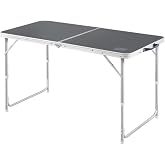 Haegs Portable Camping Table, 3 Height Adjustable, Folding Picnic Table, Easy Portable Aluminum Table - 120x60 - Anthracite
