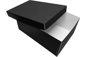 Lineco Photo Card Box, Museum-Quality Archival Storage, Acid-Free with Removable Lid, Bulk Storage for Negatives, Prints, Films, Photos, Snapshot, 5x8x12 Inches, Black