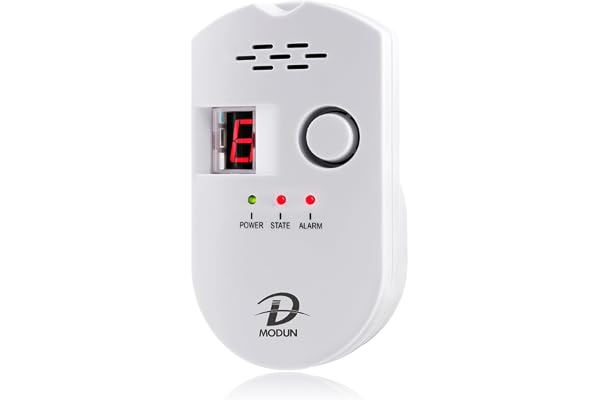 Gas Detector, LPG/Natural Gas/Coal Gas Leak Detector, Plug-In Sensor Gas Monitor with Acoustic Alarm and LED Digital Display, Methane Propane Butane Alarm for Flammable Gases in the Kitchen, Hospital