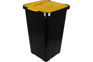 TW24 Abfalltonne 50L Recycling mit Farbauswahl Mülltonne mit Klappdeckel Mülleimer Abfalleimer (Gelb)
