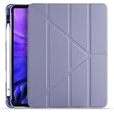 iPad 7. 8. 9. Nesil 10.2" in&ccedil; Tablet Kılıfı Kalem B&ouml;lmeli &ndash; Uyku Modlu &ndash; Katlanır &ndash; Tri Folding Stand (Mor)