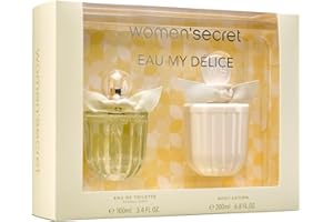 Women'secret Eau My Delice Estuche Regalo Perfumes de Mujer Pack de 2 Piezas Eau de Toilette 100ml con Vaporizador y Body Lotion 200ml Set Fragancia Alegre, Floral y Afrutada Colonia Mujer