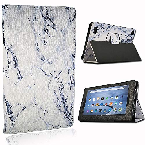 FINDING CASE Folio Leather Smart Folding Stand Cover Case For Amazon Fire 7” Alexa, 7 inch Tablet(9th 7th 5th Generation,2019 2017 2015 Release) (Marble)