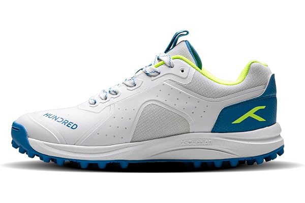Hundred Mens TerraLite Cricket Shoes TerraSpike Rubber Studs Embedded Support Plate for Stability Lightweight & Durable Ideal for Turf, Ground & Hard Surfaces