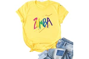 KEEPHEN Camiseta de Zumba para Mujer Mangas Cortas Estampadas Top Casual para Las Clases de Zumba 2023 Entrenamiento físico de Baile