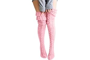 Duories Damskie bardzo długie skarpety za kolano, ciepłe skarpety zimowe, z grubej dzianiny, dla dziewcząt, do kolan