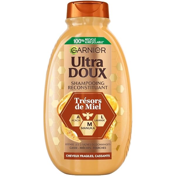 Garnier Ultra DOUX Shampoo Für Feines Haar – 3er Pack Mit Reiscreme & Hafermilch