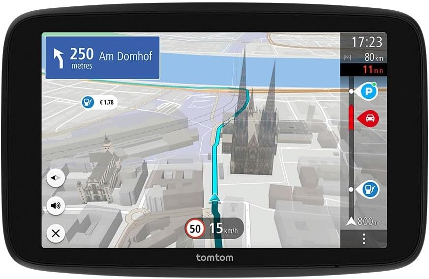TomTom GO Navigator car sat nav (Extra-large 7" screen, real-time traffic information, 12-month Speed Camera Alerts trial, Europe maps, Wi-Fi updates, Premium Services, magnetic mount)