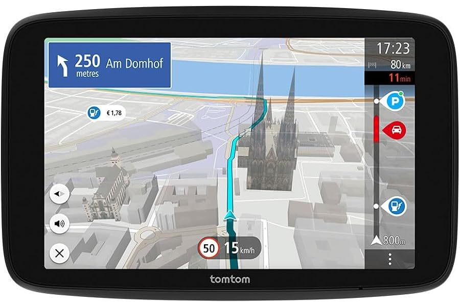 TomTom GO Navigator car sat nav (Extra-large 7" screen, real-time traffic information, 12-month Speed Camera Alerts trial, Europe maps, Wi-Fi updates, Premium Services, magnetic mount)