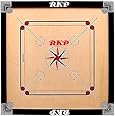 RKP Sports Wooden Well Furnish Carrom Board for Serious Professional Practice with Cut Pockets, Coins, Striker and Powde-20 Inch