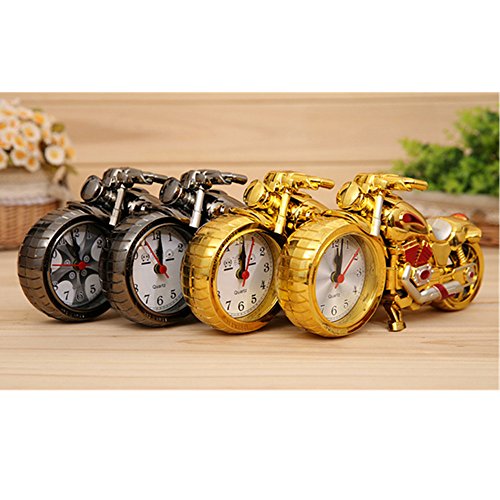 OFT Vintage Motorrad Alarm Clock Wecker Motorcycle Tischuhr Quartzuhr Standuhr (Oddiyana Monochrom) - 2