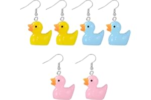 KRYMSON Lot de 3 Paires de Boucles d'Oreilles Canard Tridimensionnelles - Design Animal Intéressant en Simulation Mignonne