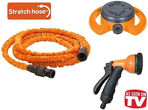 Stretch Hose 75ft Pipe &amp; Multipurpose Garden Outdoor Sprinkler &amp; Multi Pattern Spray Gun Nozzle Set