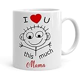 Khakee I Love You This Much Mama Theme Printed Ceramic Coffee Mug (325 ml, Multicolour)