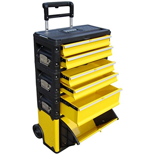 ASS Profi - Caja de herramientas con ruedas (acero, 5 compartimentos y caja con tapa, muy resistente)