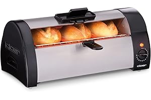 Cloer 3080 Tostador de panes, Panecillos, Tartas o masas de levadura crujientes en cuestión de Segundos, para Tostadas y baguettes au gratin, 570 vatios, Caja de Acero Inoxidable Mate, W