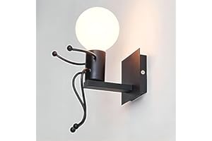 Aiskdan Applique Murale Pour Enfants Lron Man Styling, Lampe de Murale Vintage, E27 Applique Murale Noire, Métal Aplique Intérieur Murale, Appliques Pour Chambre, Escalier, Salon