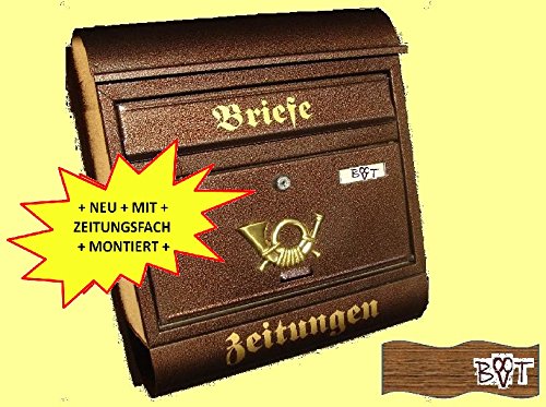 Preisvergleich Produktbild Design Briefkasten R kupfer kupfern in braun Postkasten Post Zeitungsfach Zeitungsrolle Nostalgie