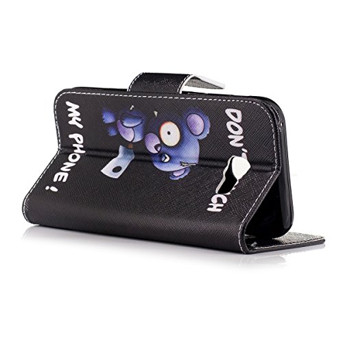 Galaxy A5 2017 Hülle,Galaxy A5 2017 Schutzhülle,Ukayfe Handy hülle / Tasche / Cover / Case für Samsung Galaxy A5 2017 Drucken Niedlich Bär Muster PU Leder Flip Cover Leder Hülle Kunstleder Folio Schutzhülle Wallet Tasche Etui im Brieftasche Standfunktion Kredit Kartenfächer für Samsung Galaxy A5 2017 – Don’t Touch My Phone - 6
