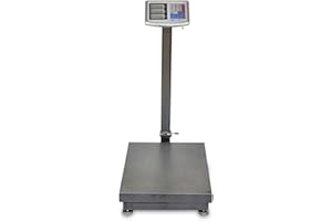 AGORADIRECT Báscula Industrial 500kg/100g, Pantalla LCD Digital De Doble Cara, Plegable, Balanza De Plataforma Reforzada De Acero 45x60cm, Báscula De Paquetes Postales De Alta Resistencia Para Pesaj