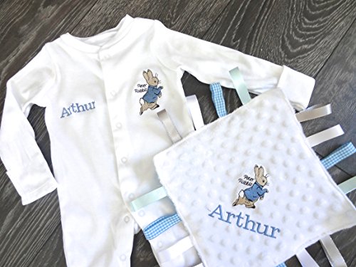 personalised peter rabbit baby grow