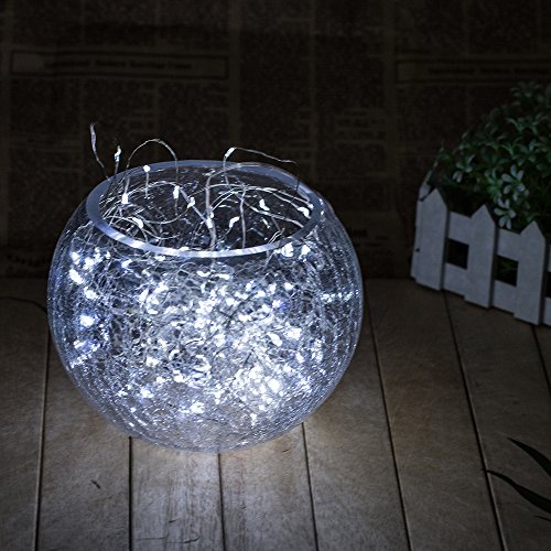 GRDE® Lichterkette Solar led Lichterkette garten Lichterkette Dekorative Beleuchtung Außenlichterkette Weihnachtslichterkette Solar Betrieben Sternenhimmel Lichtkette Kupferdraht Atmosphäre Lampen DIY Form Nymphe Kable Beleuchtung Multi-Farben,150 LED 72 ft, 2 Modi Standby/Blinken für Innner Außen, Gärten, Bäume, Traufe, Zaun, Geländer, Balkon, Weihnachten Hochzeit Geburtstag Feiern(Weiß) - 3