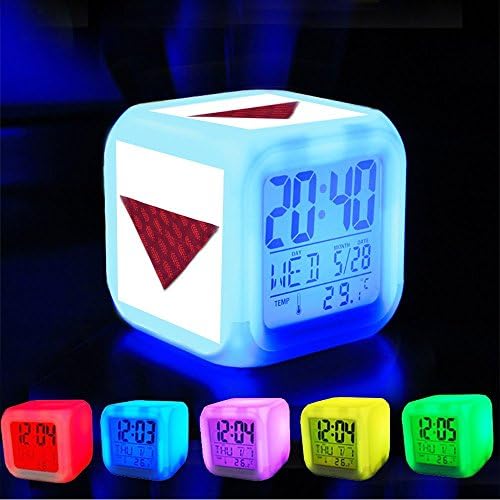 Alarm Clock 7 LED Color Changing Wake Up Bedroom with Data and Temperature Display (Changable Color) Customize the pattern-126.Dog, Bandanas, Pet, Grooming, Cute, Accessories