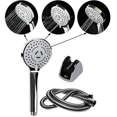 JJOnlineStore – 2 m/6.6 ft Handheld Badezimmer Dusche Kopf Flexible Schlauch Rohr chrom Set Bad Halterung 3 Modus mit Beschlägen