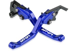 YP YUANPEI Leviers d'embrayage de frein courts de moto Pour MT07 FZ07 MT 07 FZ 07 MT-07 2014-2017 CNC Levers court réglable(Bleu)