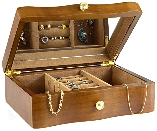 SCHMUCKKASTEN elegant SCHMUCKKÄSTCHEN Holz SCHMUCKSCHATULLE Spiegel !!! SUPER Geschenk - 2