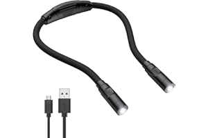 Criacr Hals Leselampe Buch, Flexible Buchlampe, 3 Farben und Einstellbare Helligkeit, Wiederaufladbare Lampe Leselicht mit Biegbare Arme für Lesen, Stricken, Joggen, Camping, Reparieren (Schwarz)