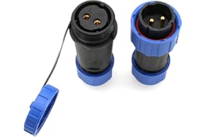 HangTon TY20 2 Pin Male Female Plug Socket, Bulkhead Waterproof Connector, In-line, Screw-wiring for Electrical Power Outdoor Device 25Amp, Quick-Disconnect
