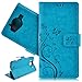 Price comparison product image SmartLegend PU Leather Case for Microsoft Nokia Lumia 950 Carving Pattern Flower Butterfly Fashion Wallet Pocket Flip Cover Cell Phone Hoslter with Magnet Closure and Card Slots Holster Bookstyle Stand Function Protective Cover - Blue