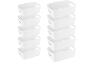 TALIFOCA Juego de 10 Cestas Almacenaje de Plástico, Múltiples Colores Cajas Organizadoras de Plástico con Asas, Cesta de Ordenación para Cocina, Baño, Armario, Oficina (2 talla)