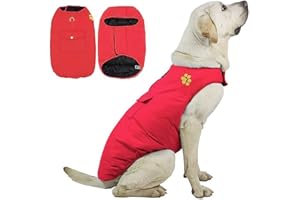 DoggieKit Costos de Clima frío para Perros, Chaqueta Reversible Impermeable para Perros cálidos, Chaleco, Abrigo de Invierno con Bolsillo y Anillo en D, Ropa de algodón para Mascotas a Prueba