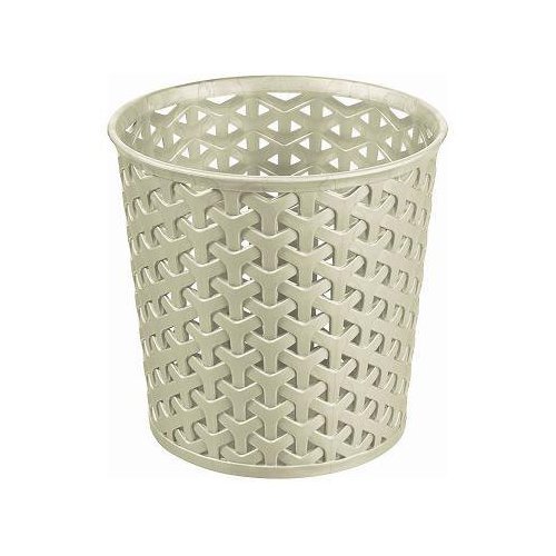 CURVER Aufbewahrungsbehälter, rund, Kunst-Rattan, praktischer Becher, schafft Ordnung auf Kommode, Farbe: Weiß