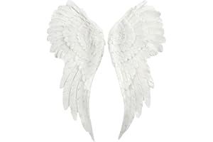 JONES HOME AND GIFT Jones Home & Gift Angel wings White Glitter Wall Hanging Wall Art Sculpture 54 cm H, 61x27 cm, AO_44427
